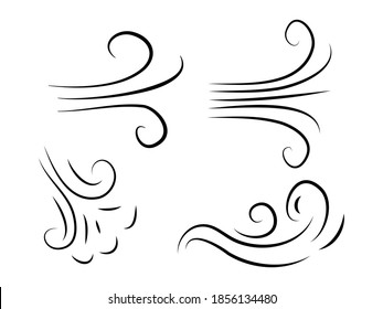 doodle wind  blow, gust design isolated on white background. vector hand drawn illustration