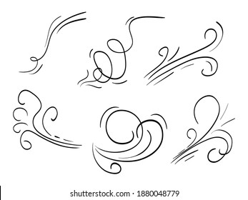doodle wind  blow, gust design isolated on white background. vector hand drawn illustration