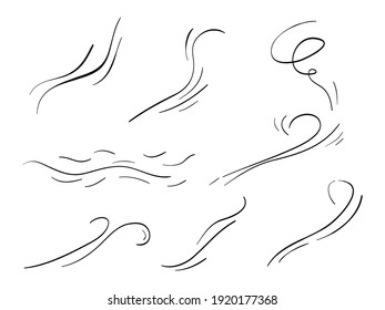 doodle wind  blow, gust design isolated on white background. vector hand drawn illustration