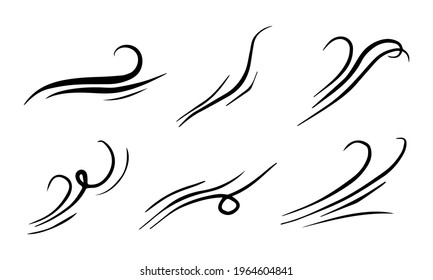 doodle wind  blow, gust design isolated on white background. vector hand drawn illustration