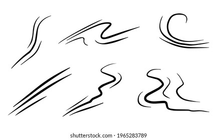 doodle wind  blow, gust design isolated on white background. vector hand drawn illustration