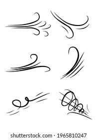 doodle wind  blow, gust design isolated on white background. vector hand drawn illustration