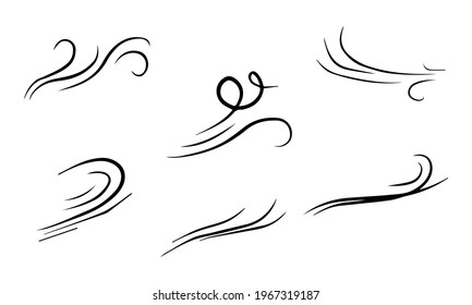 doodle wind  blow, gust design isolated on white background. vector hand drawn illustration