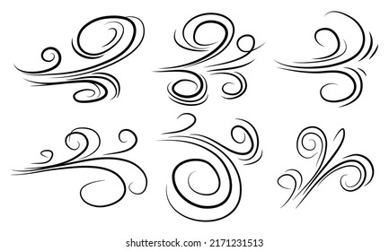 doodle wind blow, gust design isolated on white background. vector hand drawn illustration