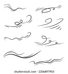 doodle wind  blow, gust design isolated on white background. vector hand drawn illustration