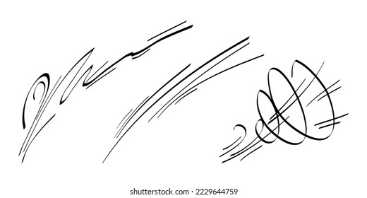 doodle wind blow, gust design isolated on white background. vector hand drawn illustration