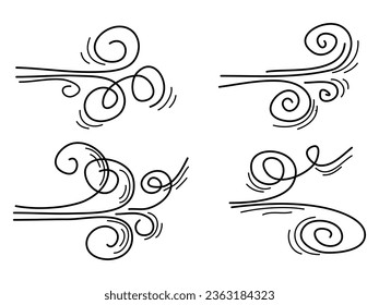 doodle wind  blow, gust design isolated on white background. vector hand drawn illustration