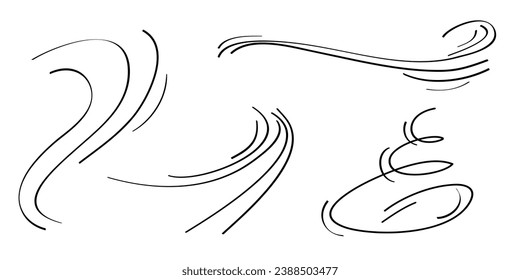 doodle wind  blow, gust design isolated on white background. vector hand drawn illustration