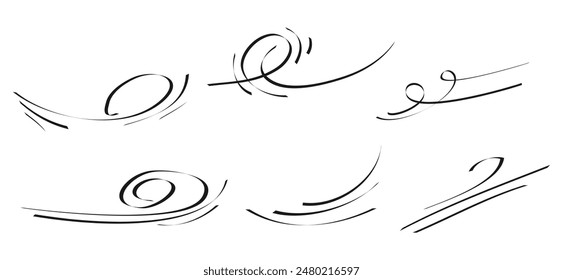 Doodle wind blow, gust design isolated on white background. vector hand drawn illustration