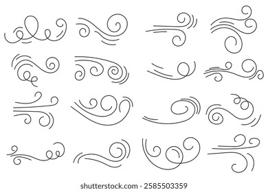 doodle wind blow, gust design isolated on white background. vector hand drawn  vector illustration. 1176