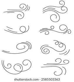 doodle wind blow, gust design isolated on white background. vector hand drawn  vector illustration. 1176