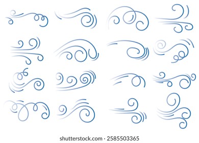 doodle wind blow, gust design isolated on white background. vector hand drawn  vector illustration. 1176