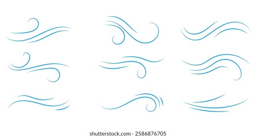 
Doodle wind blow, gust design isolated on white background. vector hand drawn illustration.