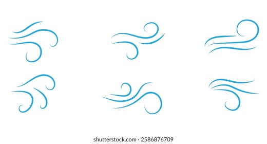 
Doodle wind blow, gust design isolated on white background. vector hand drawn illustration.