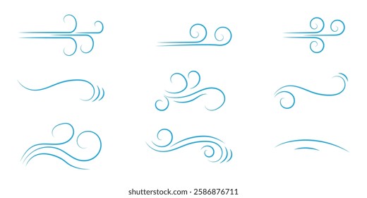 
Doodle wind blow, gust design isolated on white background. vector hand drawn illustration.