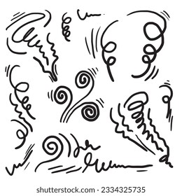 doodle wind illustration vector hand drawn style isolated on white background.