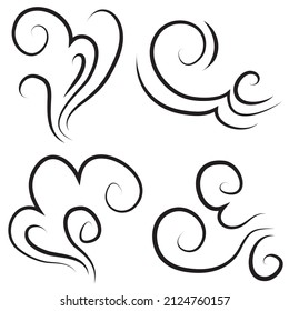 Doodle-Windgrafik, handgezeichneter Vektorstil