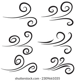doodle ilustración de viento vector estilo de mano
