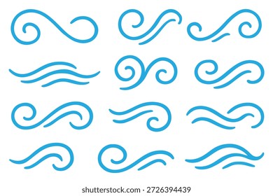 Estilo de vetor de ilustração de vento de doodle, estilo desenhado à mão de vetor de ilustração de vento de doodle, ilustração de vetor de arte de linha.