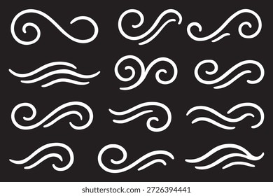 Doodle estilo de Vector de ilustración de viento, doodle estilo de Vector de ilustración de viento dibujado a mano, arte de línea. Ilustración vectorial.