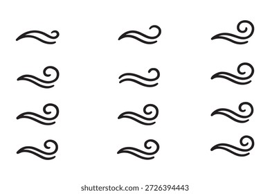 Estilo de vetor de ilustração de vento de doodle, estilo desenhado à mão de vetor de ilustração de vento de doodle, ilustração de vetor de arte de linha.