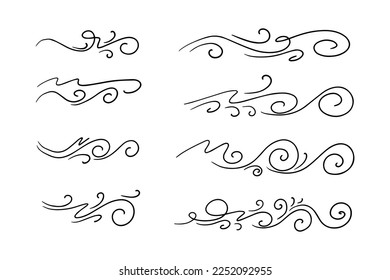 doodle wind with line art. vector illustration.