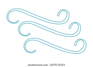Doodle wind line sketch set. Hand drawn doodle wind motion, air blow, swirl elements. Sketch drawn air blow motion, smoke flow art, abstract line. Isolated on white background . vector illustration