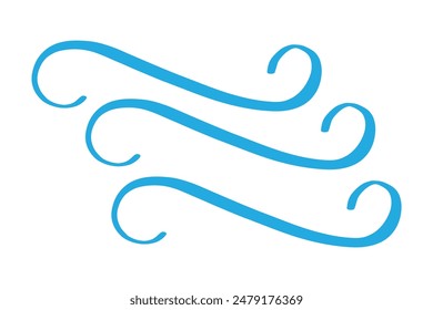 Juego de bocetos de línea de viento Doodle. Dibujado a mano movimiento de viento doodle, aire soplado, Elementos de remolino. Dibujo dibujado movimiento de soplo de aire, arte de flujo de humo, línea abstracta. Aislado sobre fondo blanco. Ilustración vectorial