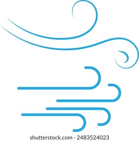 Doodle wind line sketch set. Hand drawn doodle wind motion, air blow, swirl elements. Sketch drawn air blow motion, smoke flow art, abstract line. Isolated vector illustration.