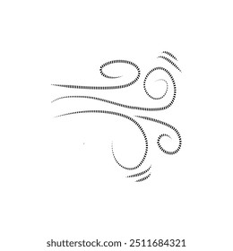 Doodle wind line sketch set. Hand drawn doodle wind motion, air blow, swirl elements. Sketch drawn air blow motion, smoke flow art, abstract line. Isolated vector illustration.