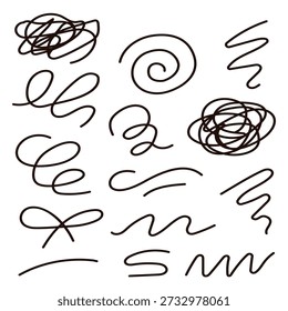Doodle linha de vento esboço conjunto mão desenhada doodle vento movimento ar soprando elementos de vórtice esboço de ar soprando movimento linhas abstratas
