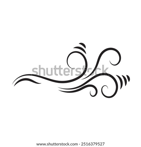 Doodle wind line sketch set. Hand drawn doodle wind motion, air blow, swirl elements. Sketch drawn air blow motion, smoke flow art, abstract line. Isolated vector illustration.