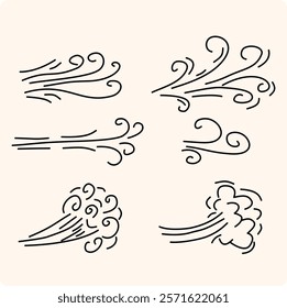 Doodle wind moving line. Breath of the typhoon with doodle style
