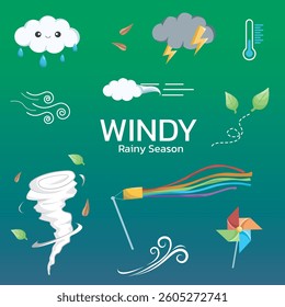 Doodle wind  set. Hand drawn doodle wind , air blow, swirl elements. smoke flow art, abstract line. Isolated vector illustration