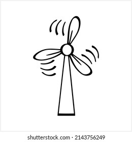 Doodle windmill clipart isolated. Vector stock illustration. EPS 10