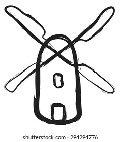 doodle windmill, vector illustration