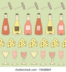 doodle wine seamless
