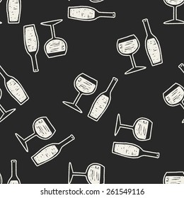 Doodle Wine seamless pattern background