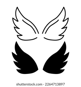 doodle wing. Hand drawn sketch style wing. Bird feather, angel concept vector illustration. Pencil line drawing