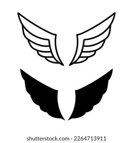doodle wing. Hand drawn sketch style wing. Bird feather, angel concept vector illustration. Pencil line drawing