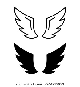 doodle wing. Hand drawn sketch style wing. Bird feather, angel concept vector illustration. Pencil line drawing