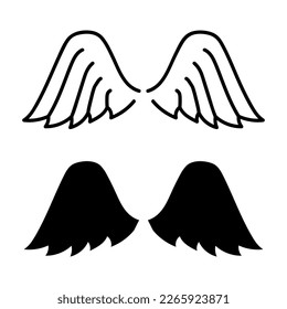 doodle wing. Hand drawn sketch style wing. Bird feather, angel concept vector illustration. Pencil line drawing