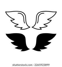doodle wing. Hand drawn sketch style wing. Bird feather, angel concept vector illustration. Pencil line drawing