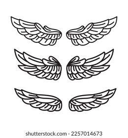 Doodle Wing Set Illustration Vector