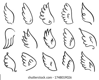 Wings Sketch Collection Cartoon Vector Illustration Stock Vector ...