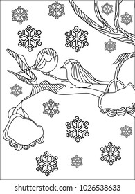 Doodle winter drawing. Art therapy coloring page. 