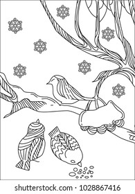 
Doodle winter drawing. Art therapy coloring page. 