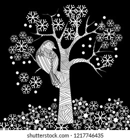 Doodle winter drawing. Art therapy coloring page