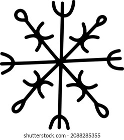 Ilustración vectorial de copos de nieve de invierno elegante de hielo Doodle. Elemento de diseño de navidad tradicional. Ornamento único.