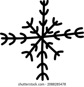 Ilustración vectorial de copos de nieve de invierno elegante de hielo Doodle. Elemento de diseño de navidad tradicional. Ornamento único.